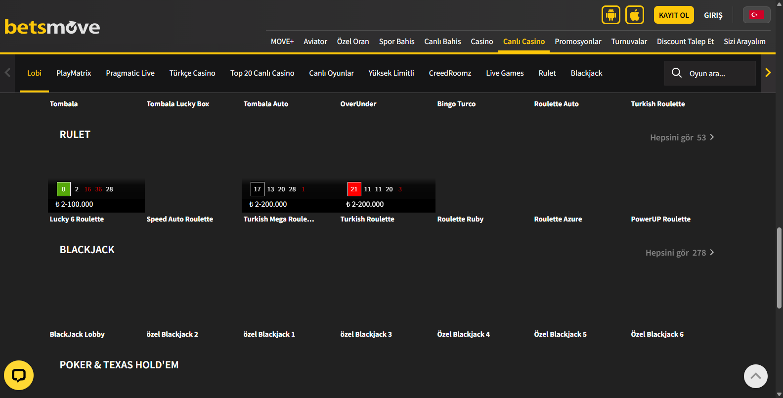 Betsmove Türkiye'nin En Büyük Bahis Sitesi